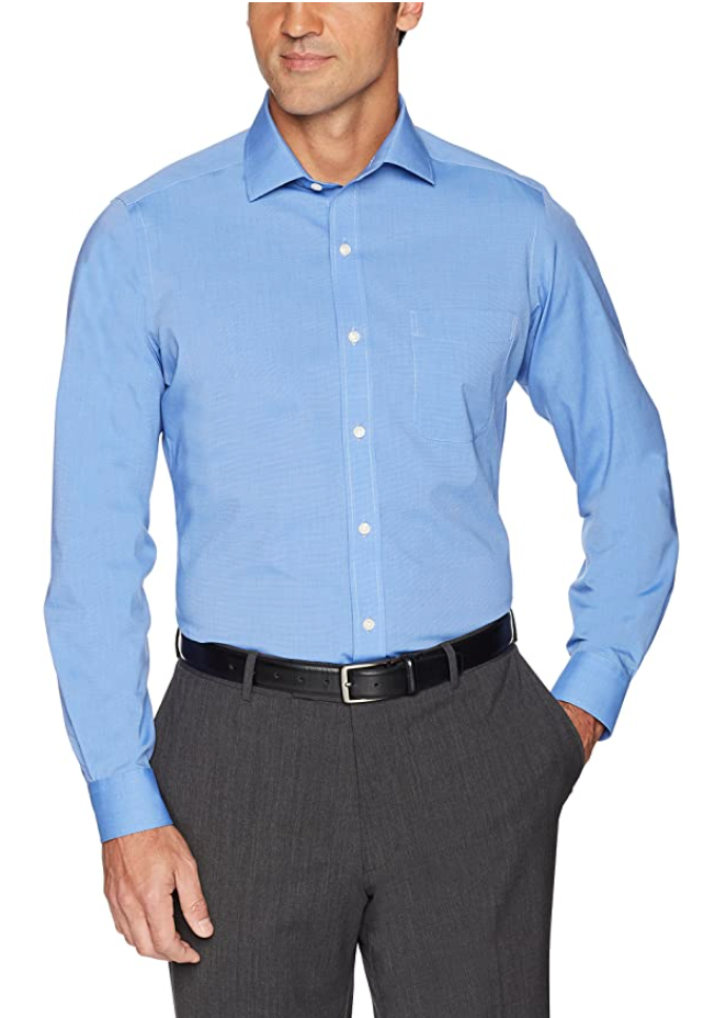 Abotoado Tailored Fit shirt Espalhe-Colar, Azul Neck 31 Sleeve 15.5