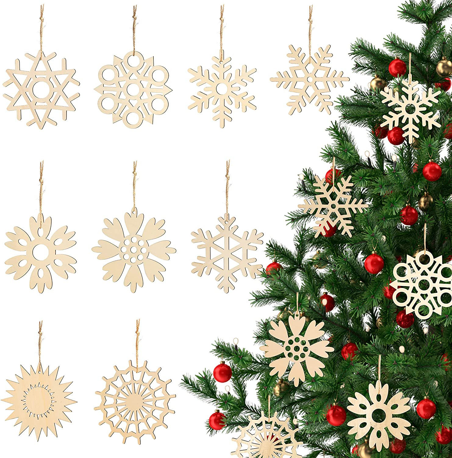 Belle Vous Enfeites de Natal Decorar Árvore de Natal (27) Decoração de Natal  Corte de madeira com laser - 9 desenhos